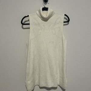 Chico's Ivory Ribbed Turtleneck Top